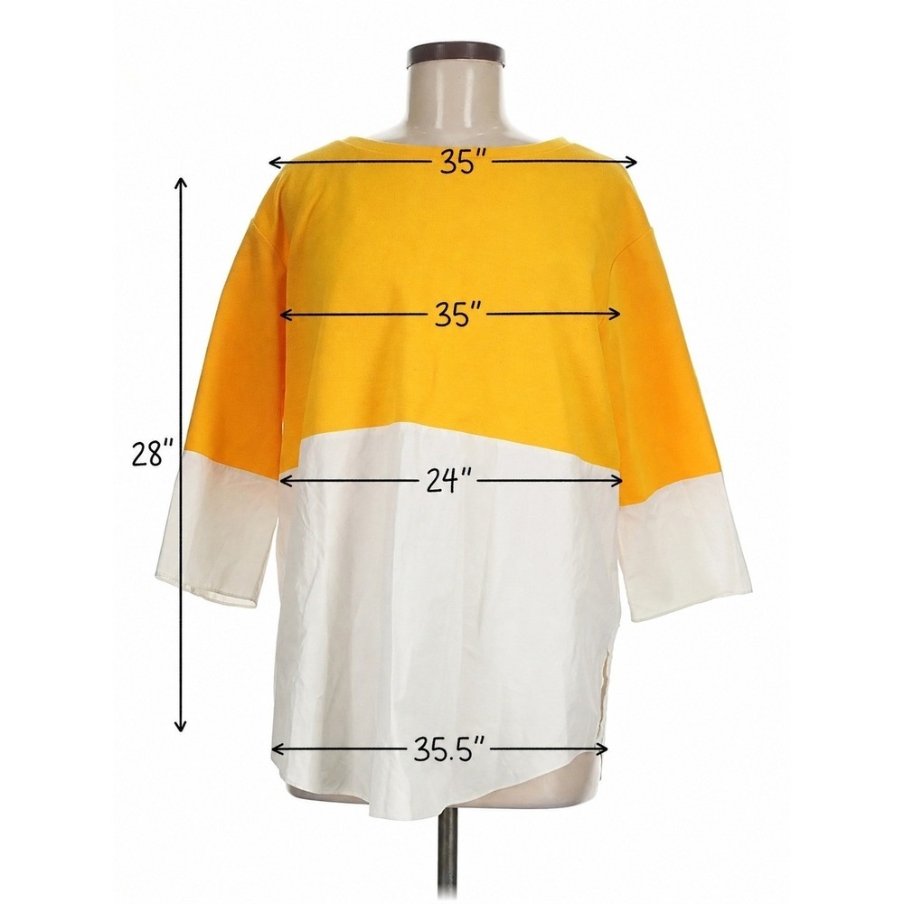 COS M Colorblock Tunic Oversized Minimalist Modern Mixed Media Knit Poplin  $149 - Picture 6 of 9